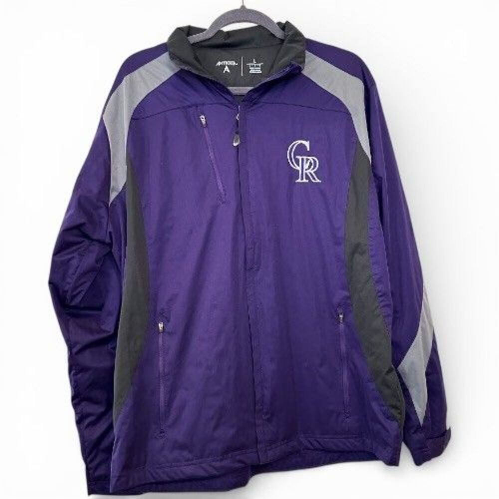 Colorado Rockies Jacket Womens L Purple Gray Full Zip Desert Dry MLB Baseball